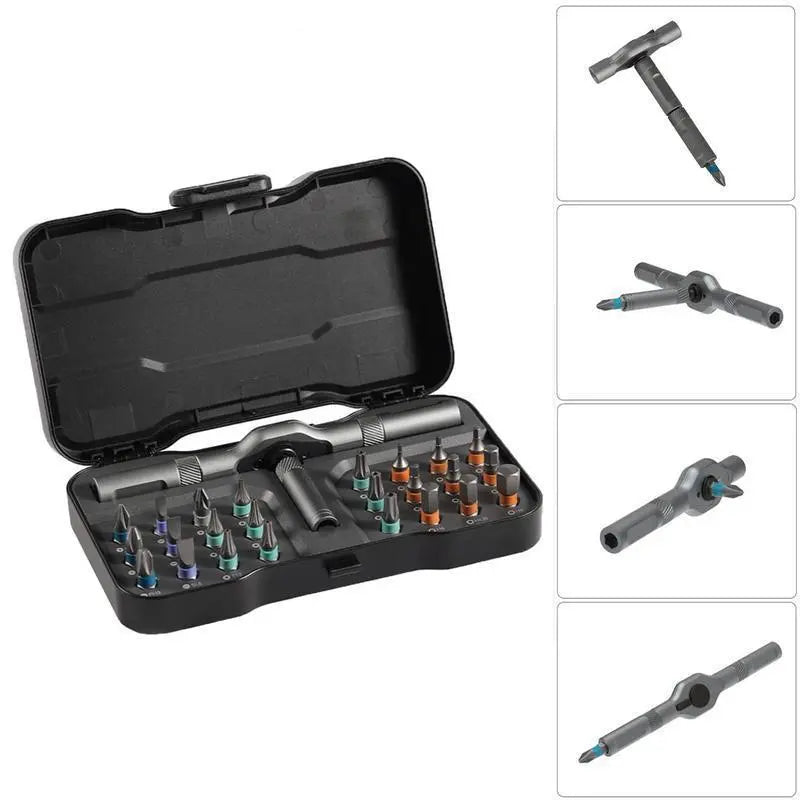 SEESE Ratchet Magetic Screwdriver Set, S2 Steel Precision Screwdriver Set - Removable Self Assembly Screwdriver Kit for Furniture Assembly and Repair - Gift for Diyer