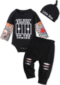Baby Boy Clothes Tattoo Sleeve Funny Romper Bodysuit+Pants 3PCS Infant Outfits Set