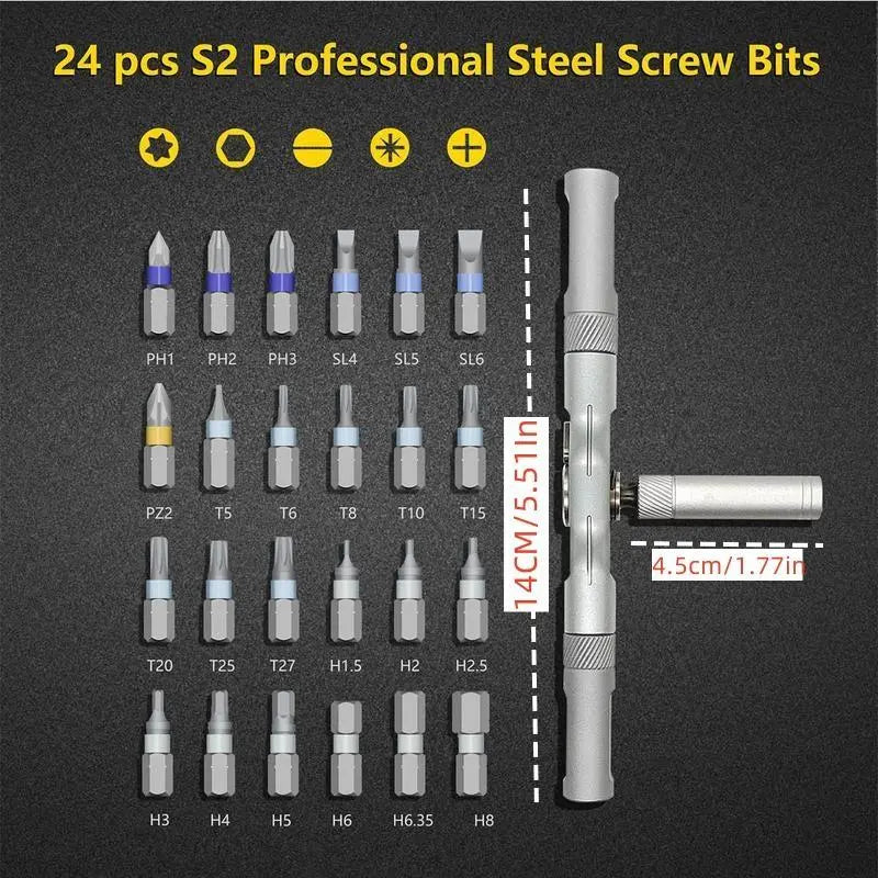 SEESE Ratchet Magetic Screwdriver Set, S2 Steel Precision Screwdriver Set - Removable Self Assembly Screwdriver Kit for Furniture Assembly and Repair - Gift for Diyer