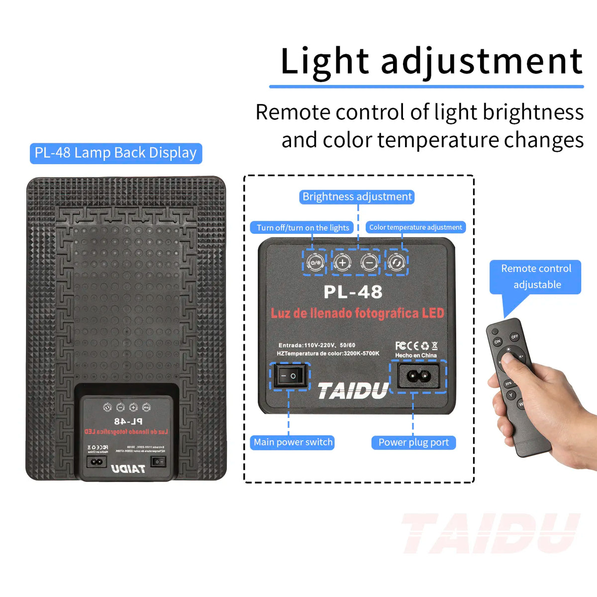 TAIDU PROMOTIONAL PL-48 LARGE PANEL TELESCOPING TATTOO WALL LIGHT