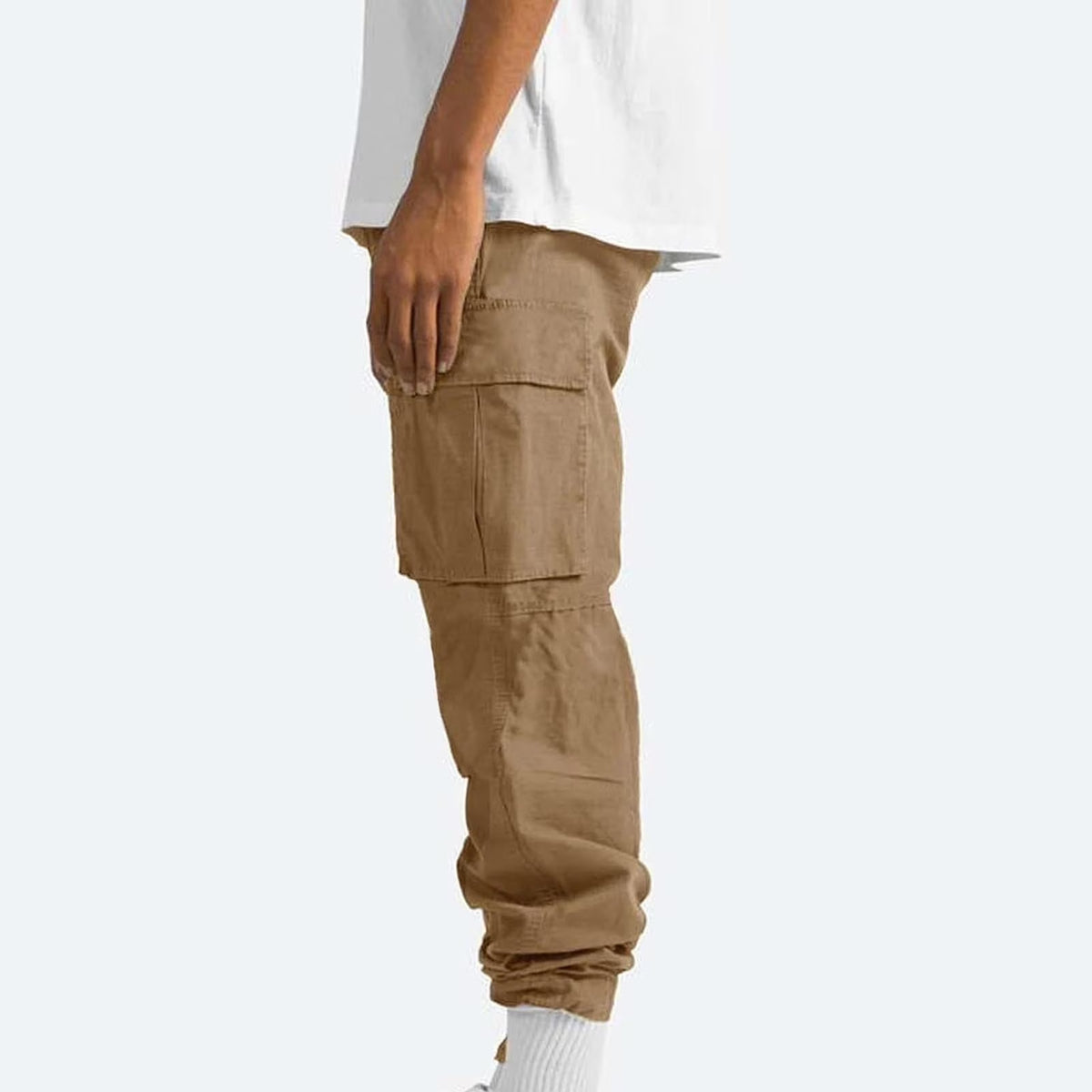 Men Solid Casual Multiple Pockets Outdoor Straight Type Fitness Pants Cargo Pants Trousers