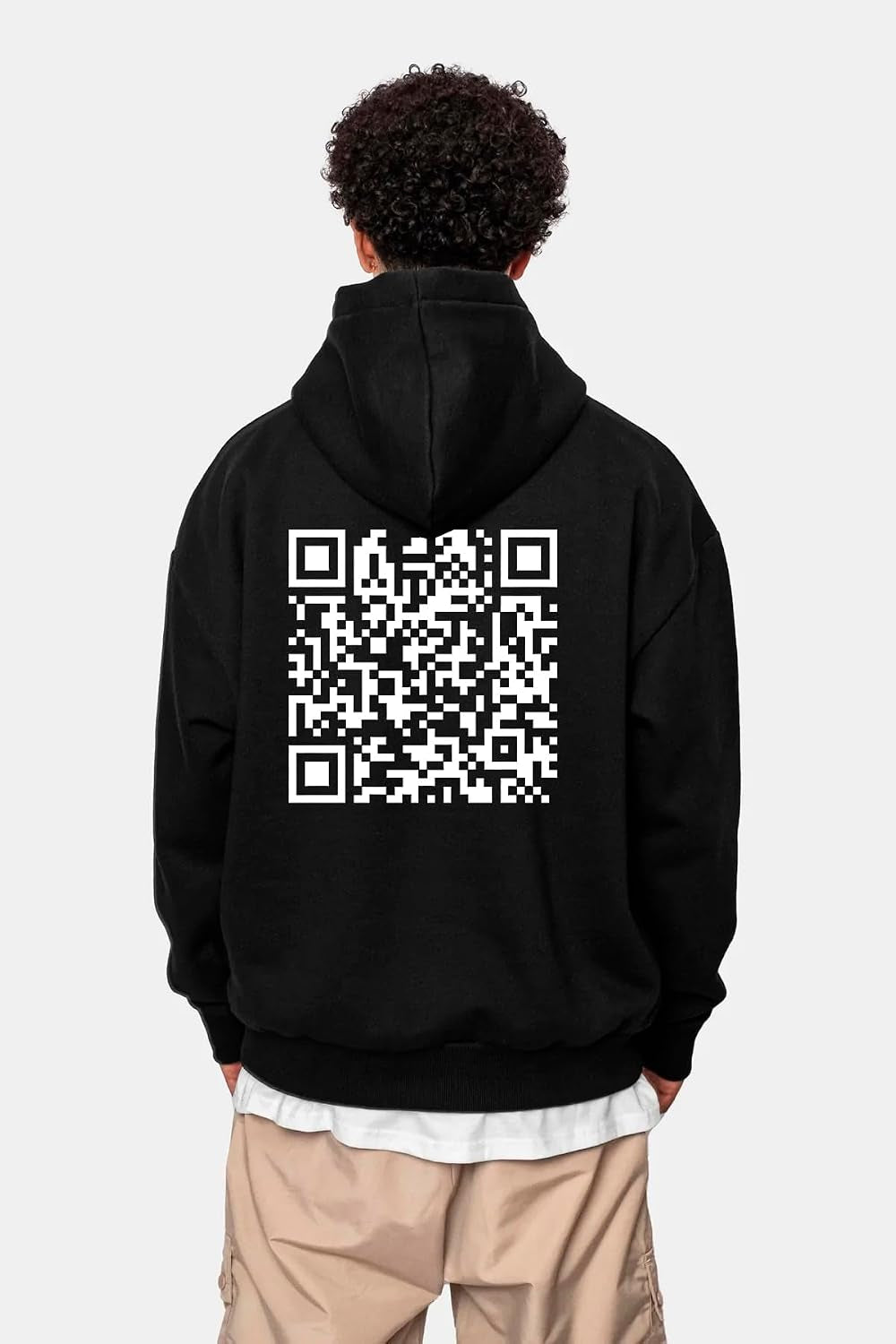 FU QR Code Hoodie Unisex Funny Scan Code Joke Graphic Pullover Hooded Winter Thick Sweatshirt