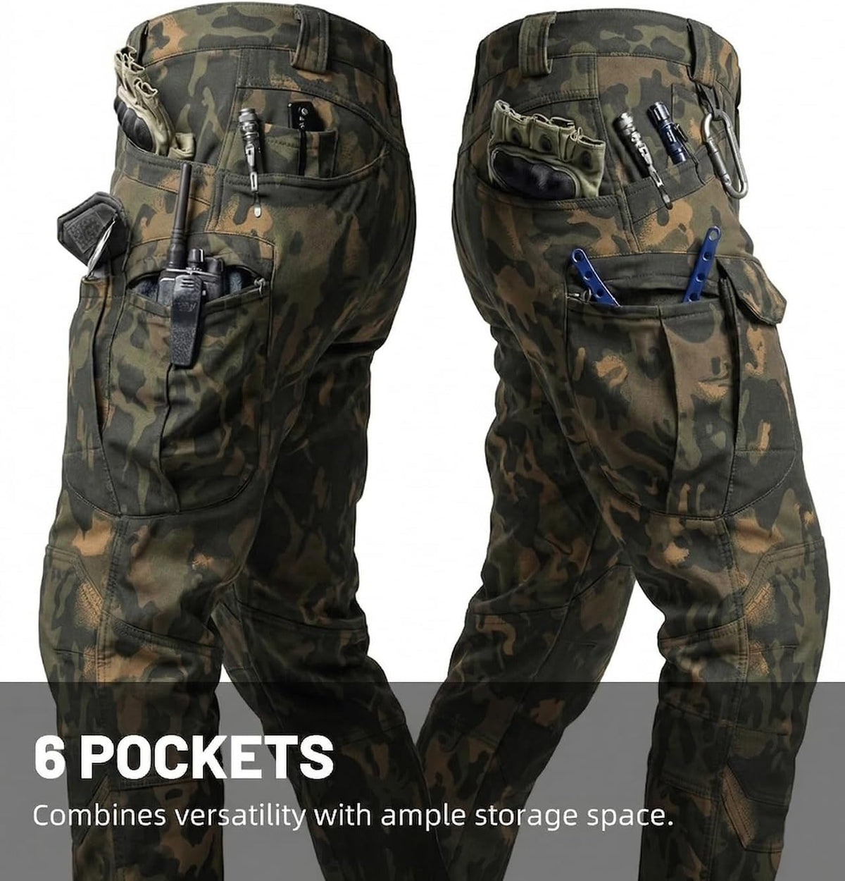 Men'S Tactical Pants Stretch Waterproof Fabric Durable Cargo Pants for Hiking Casual Work Multi Pockets (No Belt)