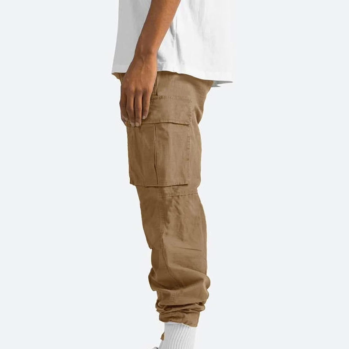 Men Solid Casual Multiple Pockets Outdoor Straight Type Fitness Pants Cargo Pants Trousers