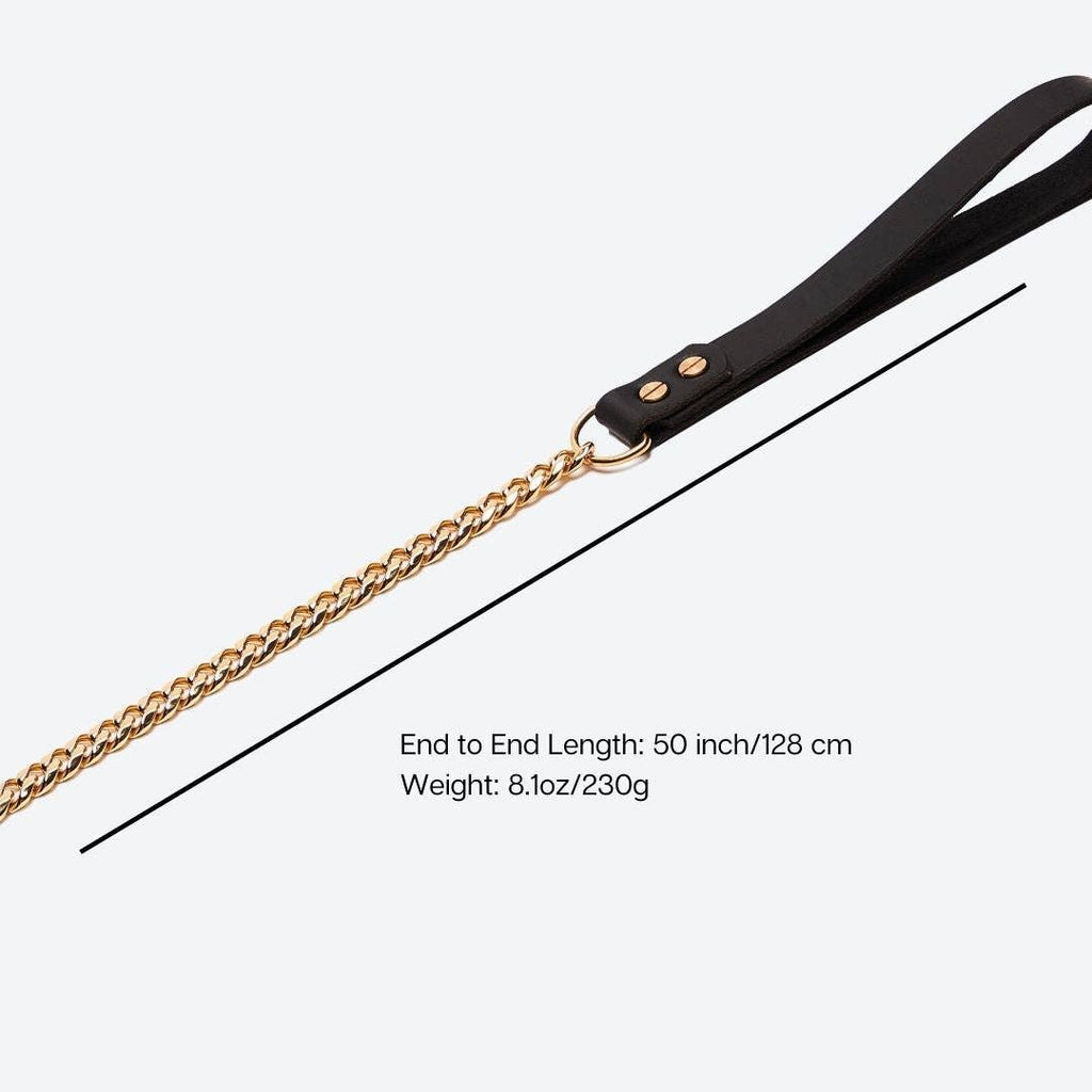 Cuban Link Gold Dog Leash: 35in/90cm length x 14mm width