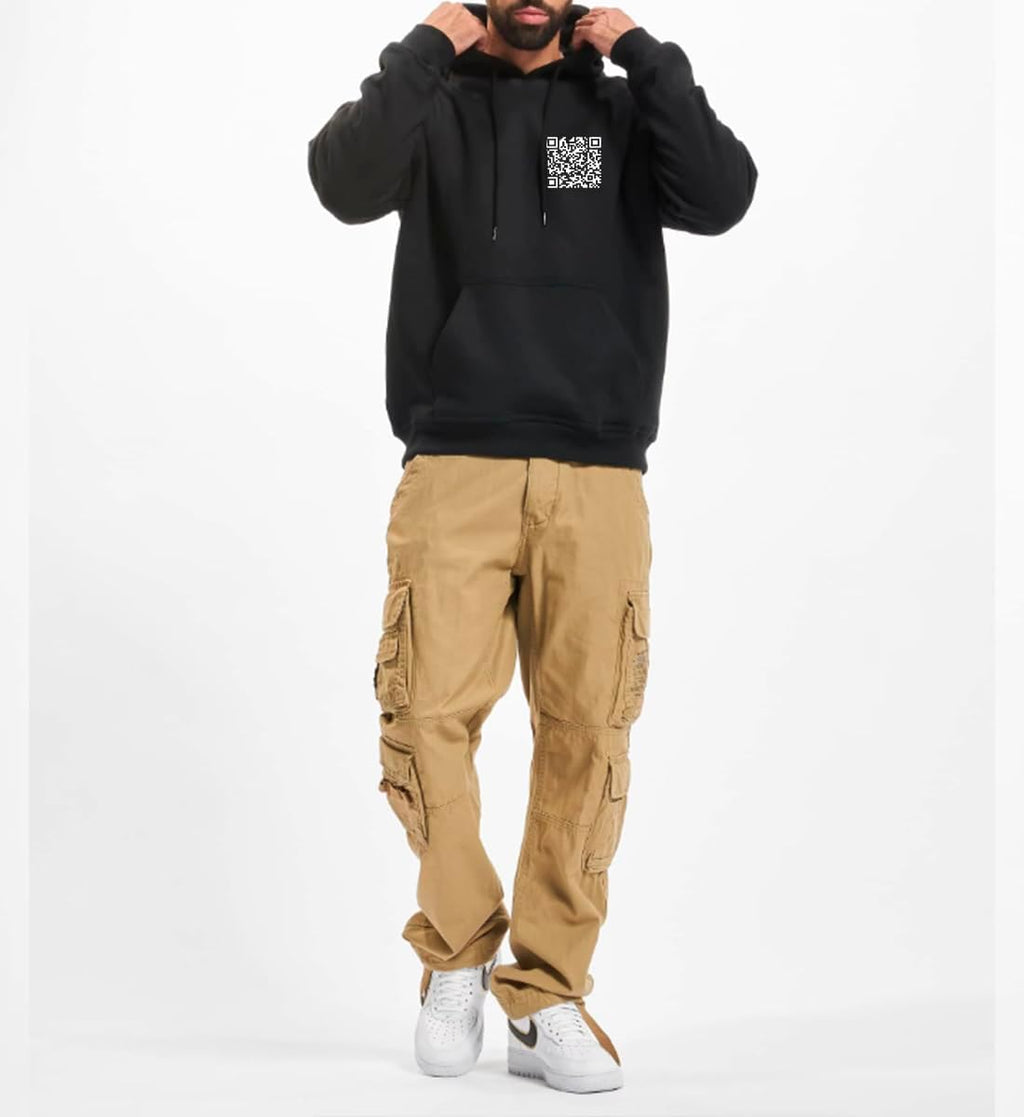 FU QR Code Hoodie Unisex Funny Scan Code Joke Graphic Pullover Hooded Winter Thick Sweatshirt