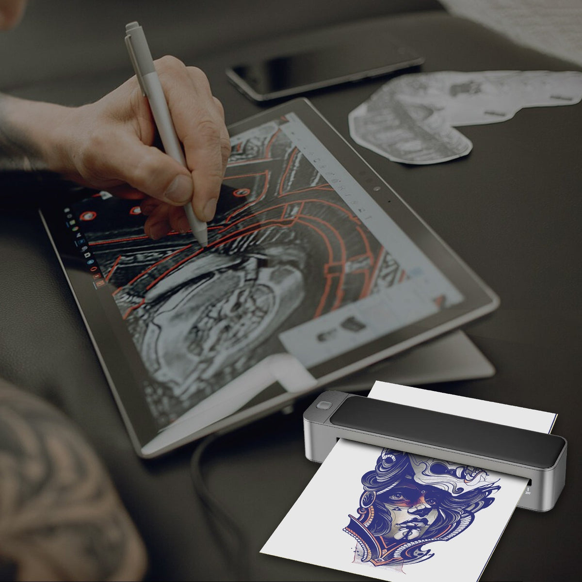 MAST® Upgraded A3 Bluetooth Tattoo Stencil Printer Portable Tattoo Transfer Machine for Large-Scale Tattoo Stencil