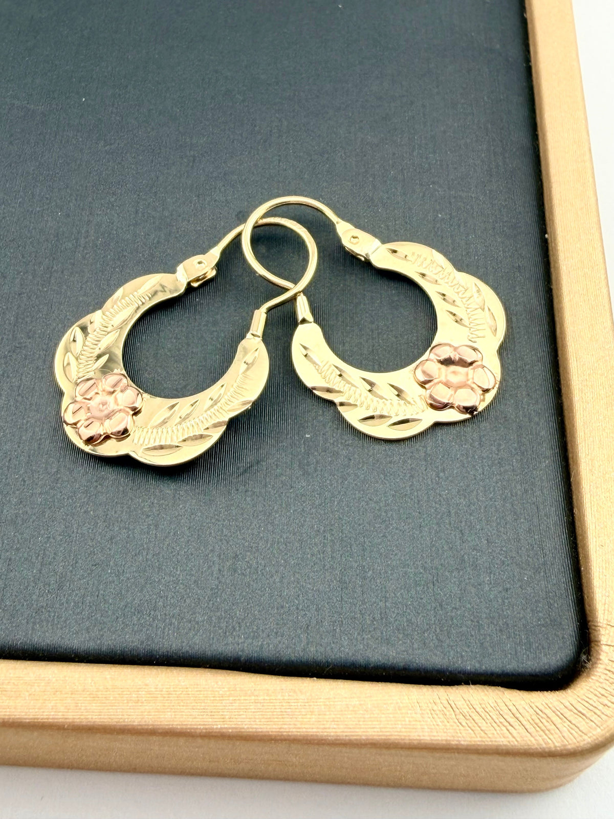 10kt Gold hoop earrings | Basket hoops real gold | Mexican gold jewelry