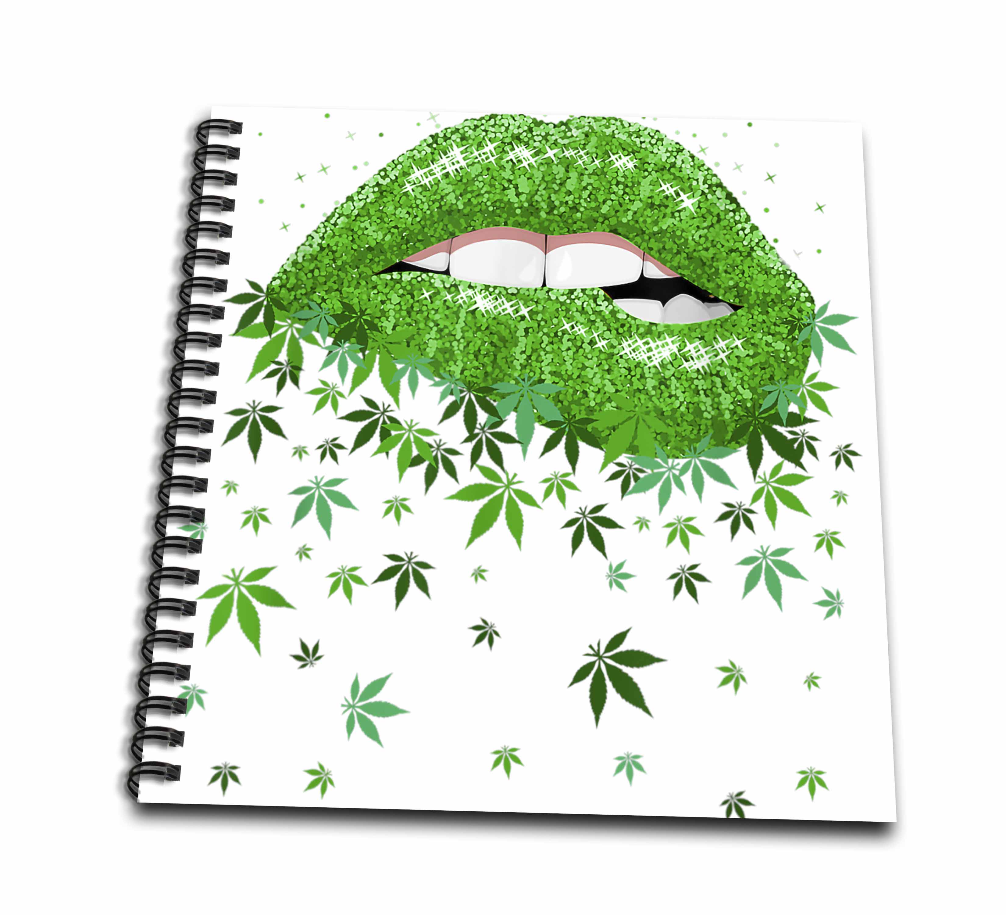 3dRose Casie Peters Digial Art - Cannabis Lips Sexy Saint Patricks Day - Drawing Books (db_342880)