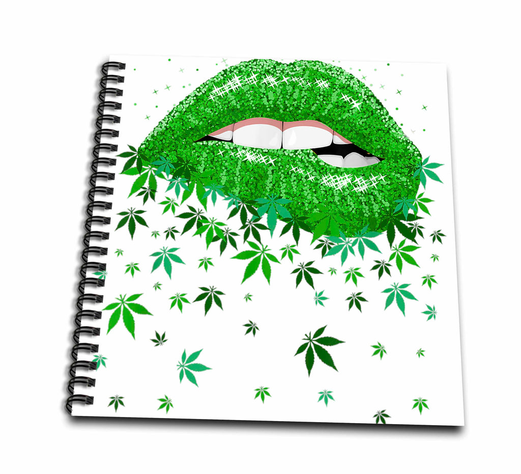 3dRose Casie Peters Digial Art - Cannabis Lips Sexy Saint Patricks Day - Drawing Books (db_342880)