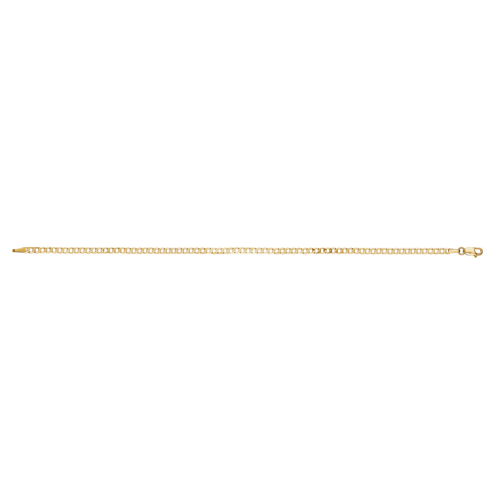 14K Solid Yellow Gold Curb Link Chain Bracelet for Men Made in Italy-Length 8in