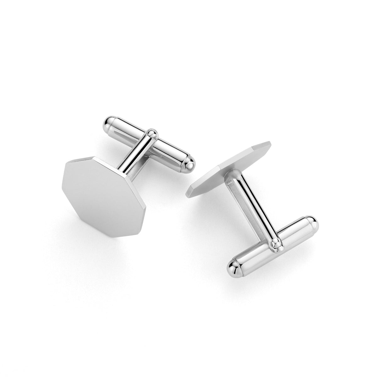 Sterling Silver Octagon Engravable Cufflinks, Made in Italy