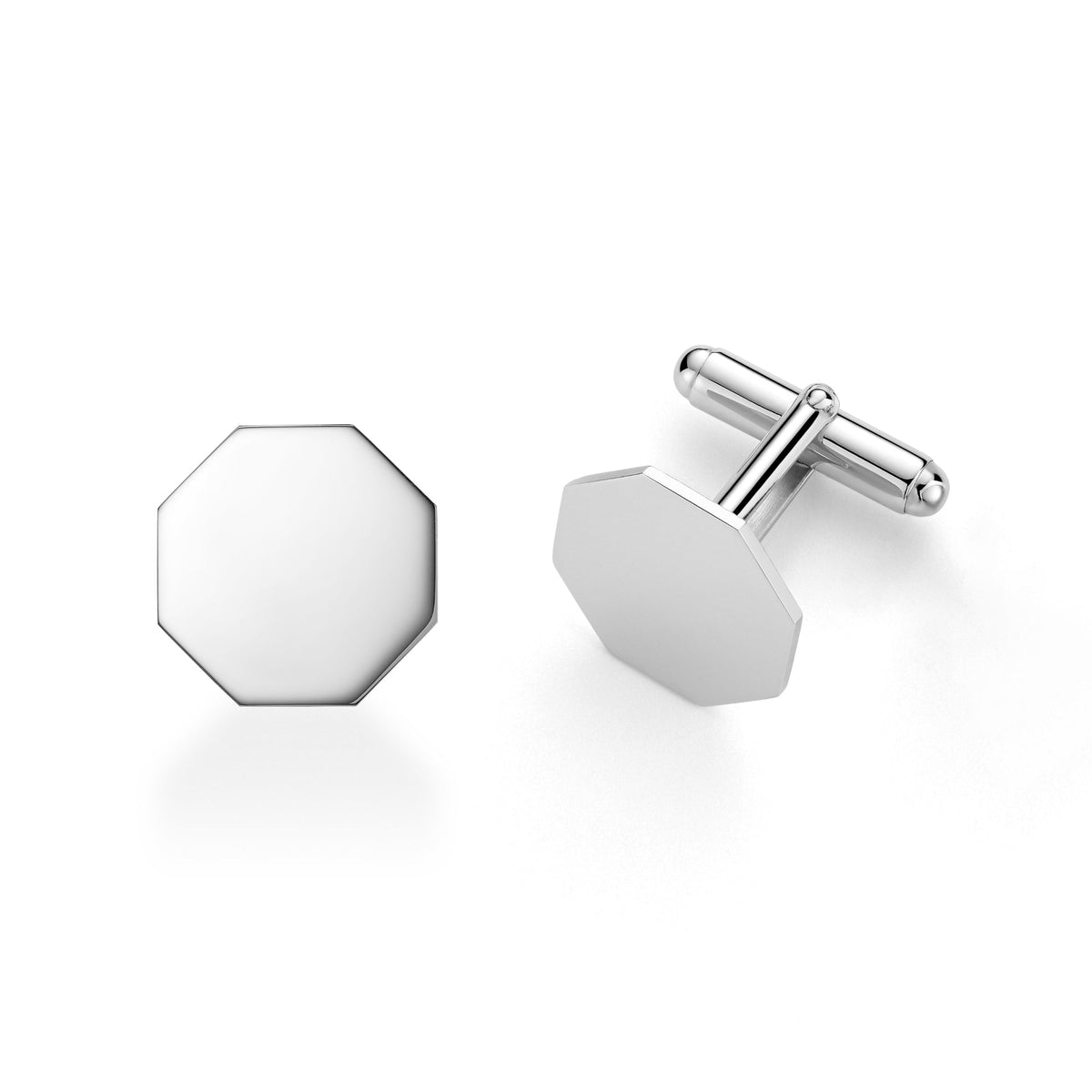 Sterling Silver Octagon Engravable Cufflinks, Made in Italy