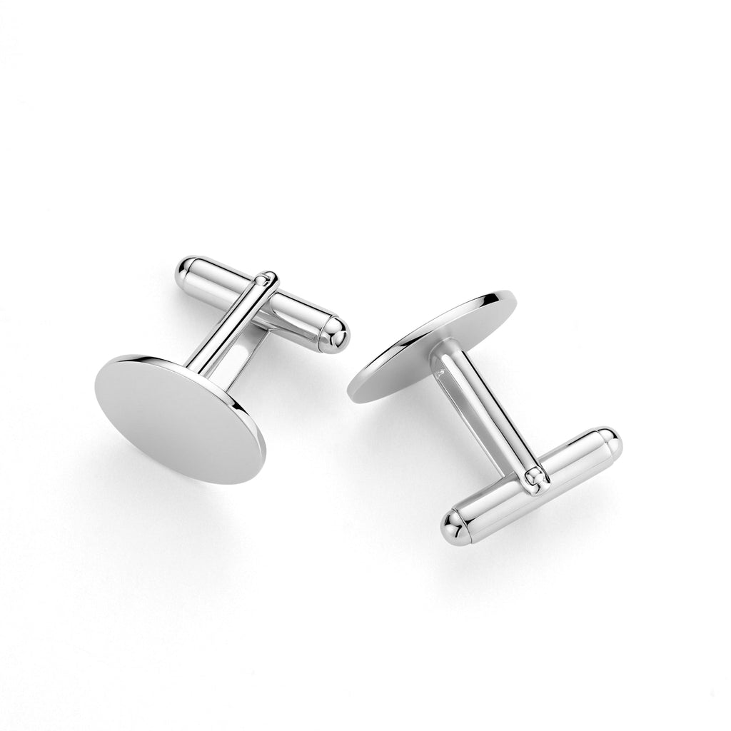 Sterling Silver Oval Engravable Cufflinks, Made in Italy
