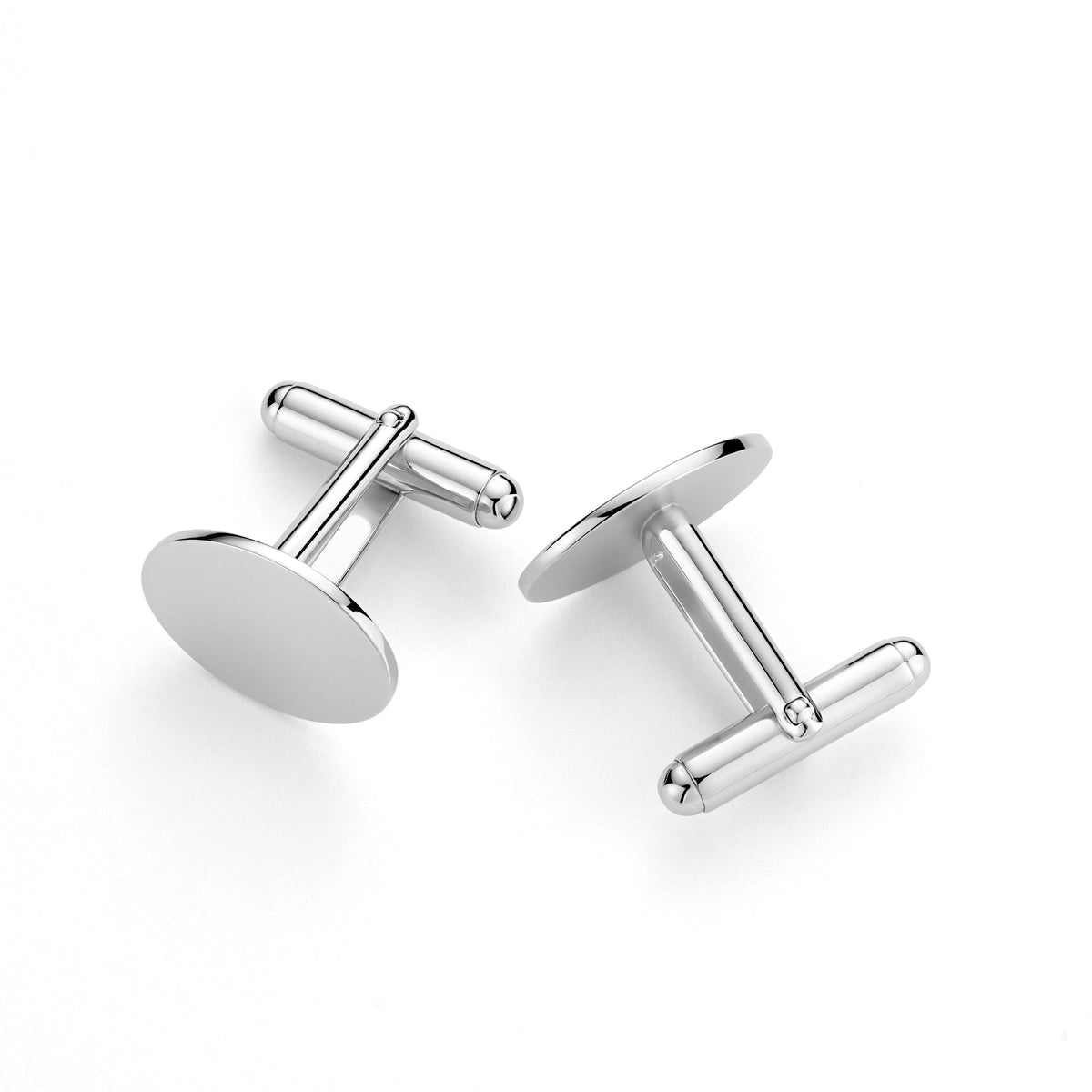 Sterling Silver Oval Engravable Cufflinks, Made in Italy