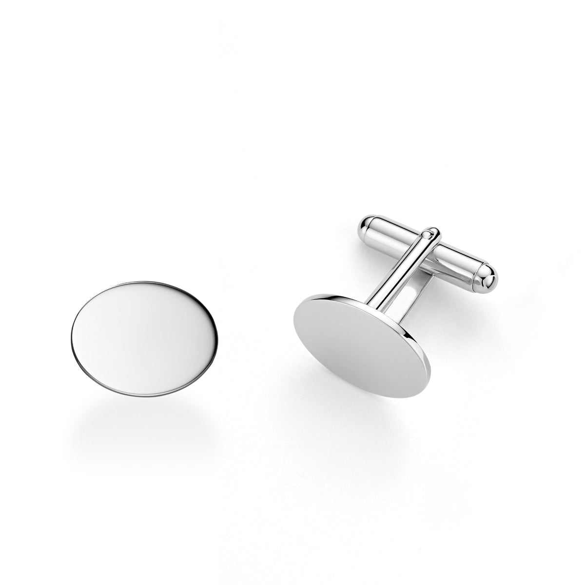 Sterling Silver Oval Engravable Cufflinks, Made in Italy