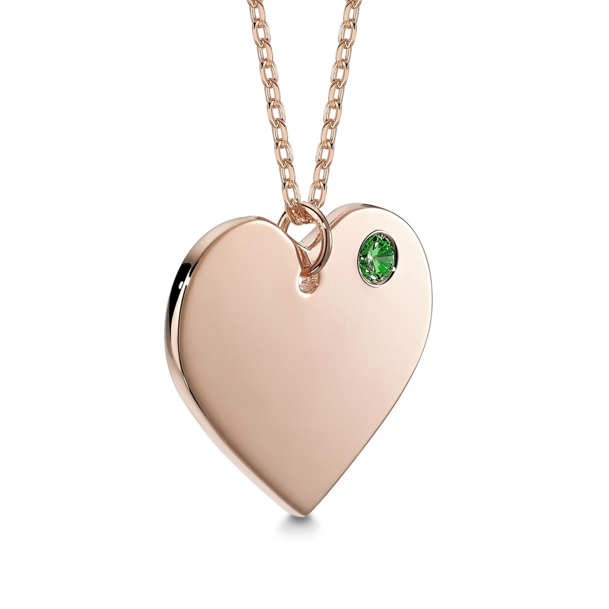 Rose Gold Plated Sterling Silver Engravable Heart Birthstone Necklace