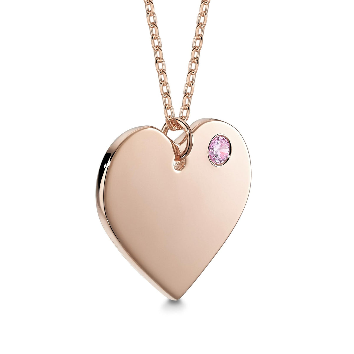 Rose Gold Plated Sterling Silver Engravable Heart Birthstone Necklace