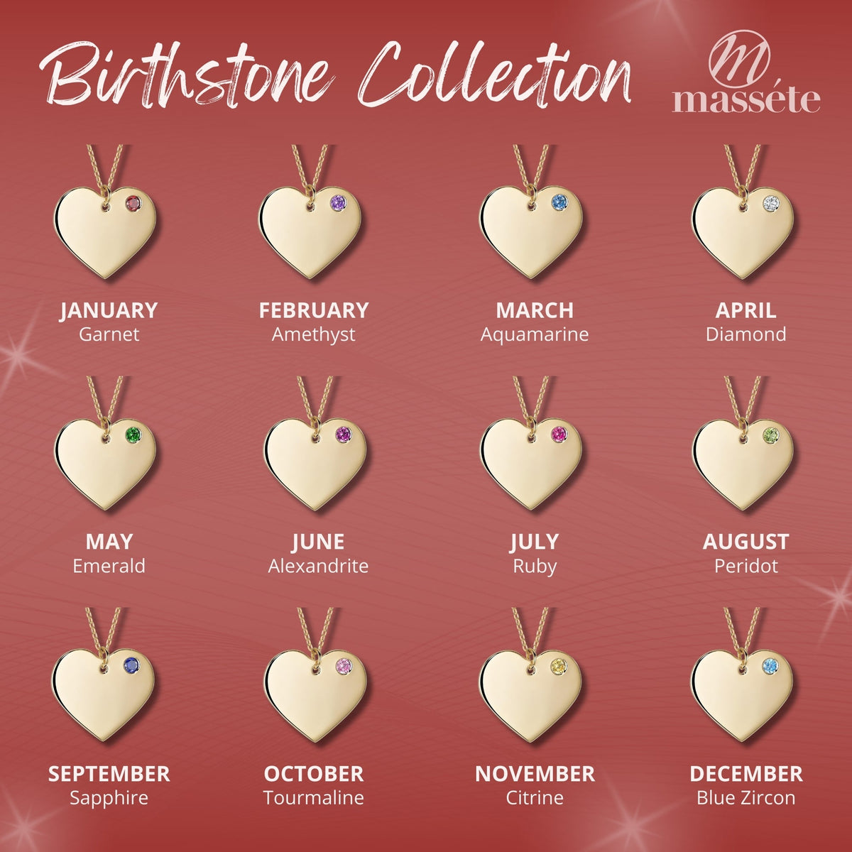 Yellow Gold Plated Sterling Silver Engravable Heart Birthstone Necklace