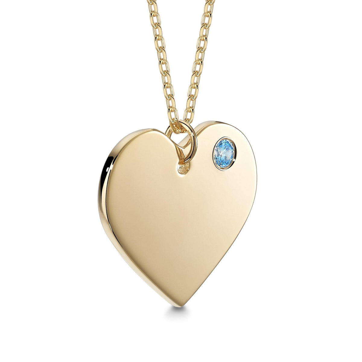 Yellow Gold Plated Sterling Silver Engravable Heart Birthstone Necklace