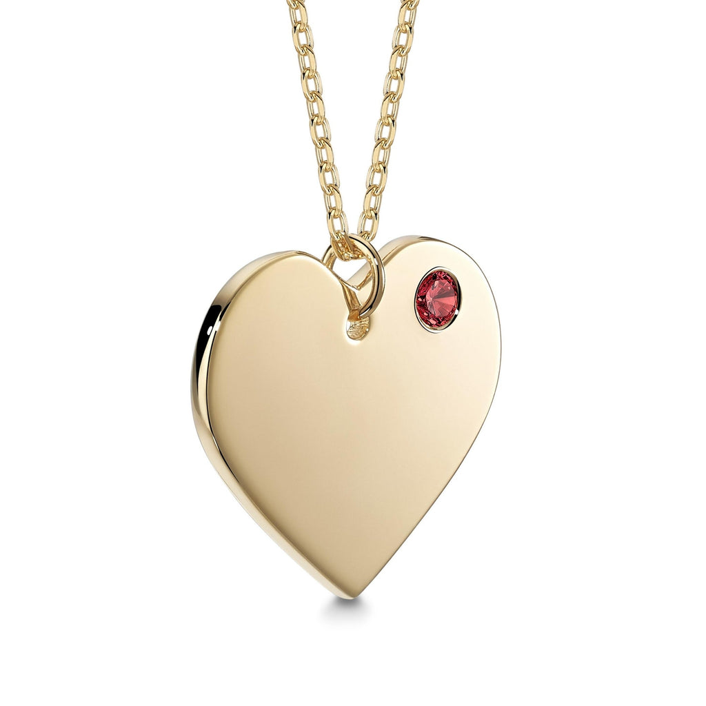 Yellow Gold Plated Sterling Silver Engravable Heart Birthstone Necklace
