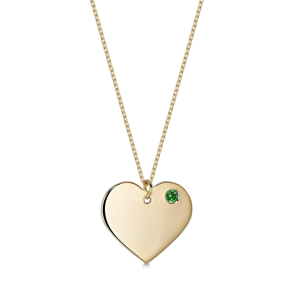 Yellow Gold Plated Sterling Silver Engravable Heart Birthstone Necklace