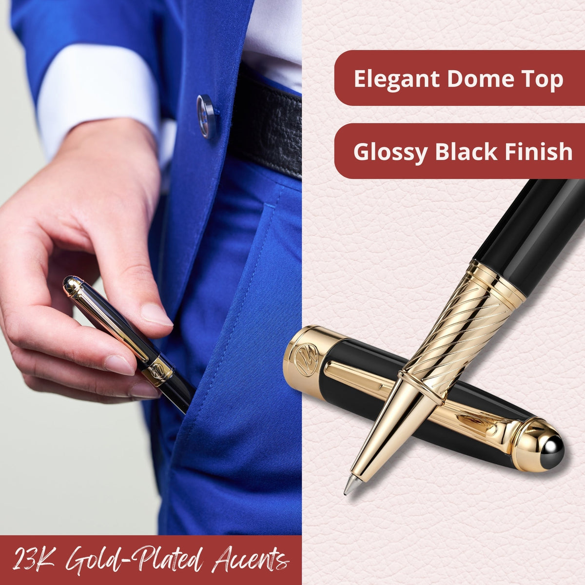 Massete Venero Rollerball Pen with 23K Gold-Plated Trim
