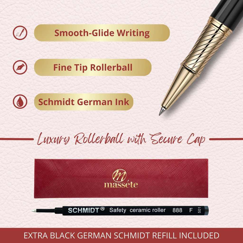 Massete Venero Rollerball Pen with 23K Gold-Plated Trim