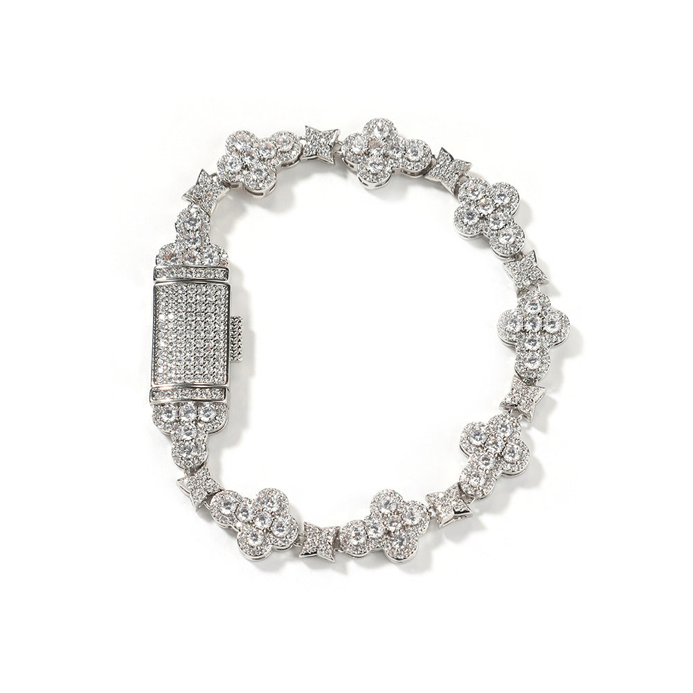 10mm Zircon Cross, Flower & Star Bracelet