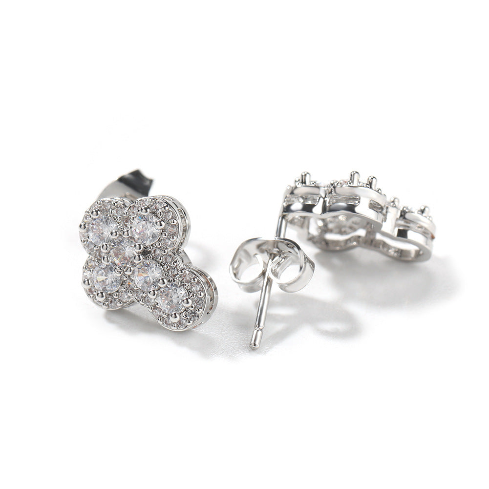 Tap In Iced Cross Stud Earrings