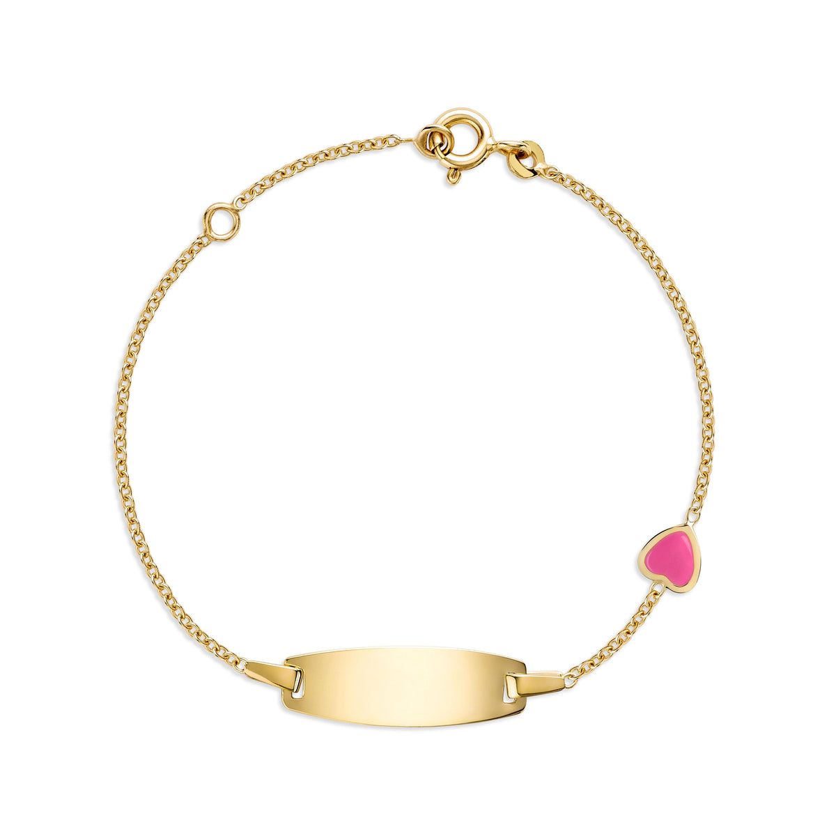 UNICORNJ 14K Yellow Gold Engravable ID Bracelet with Enamel Charm