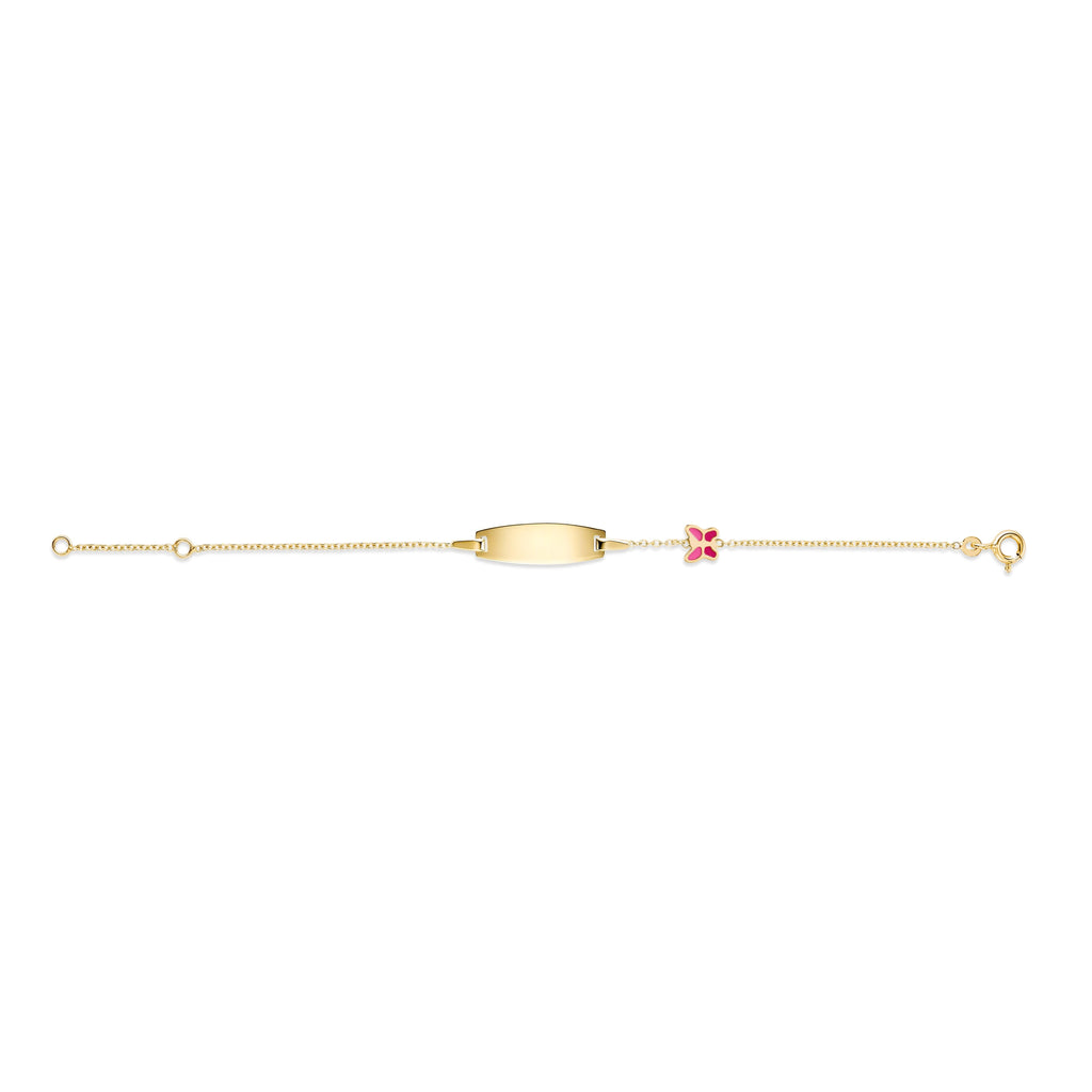 UNICORNJ 14K Yellow Gold Engravable ID Bracelet with Enamel Charm