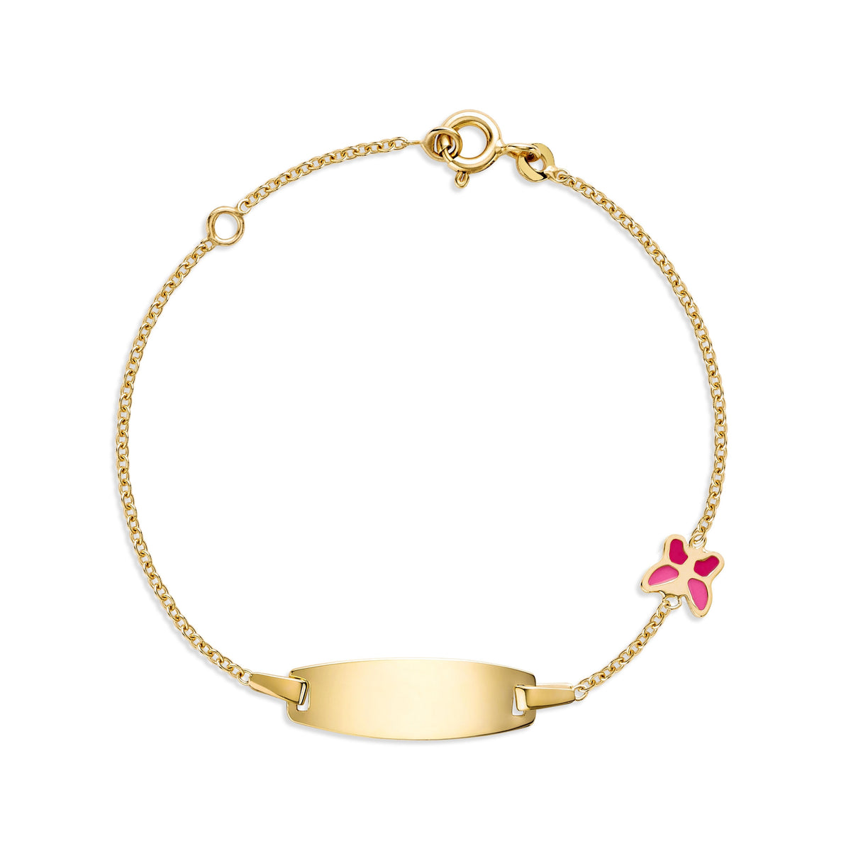 UNICORNJ 14K Yellow Gold Engravable ID Bracelet with Enamel Charm