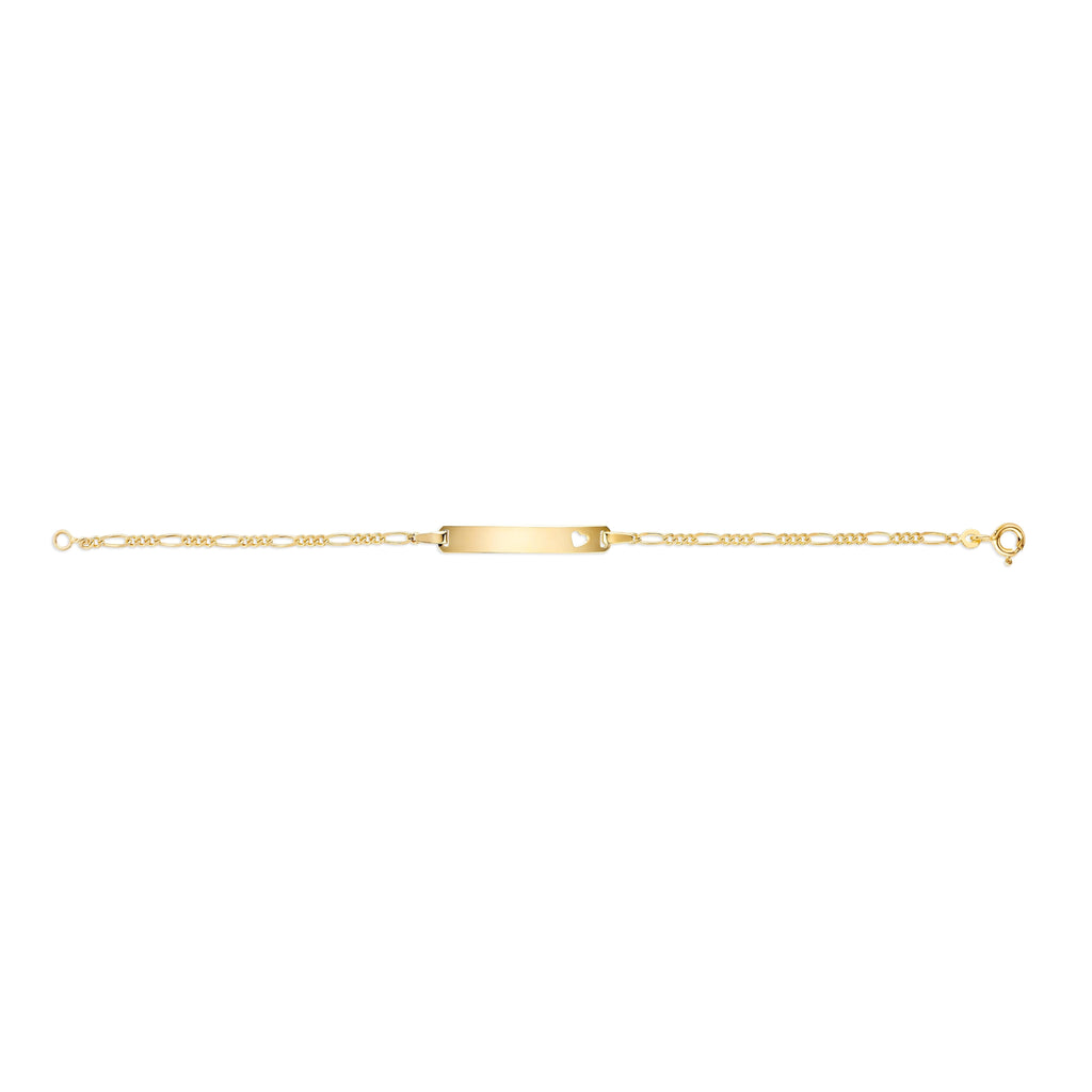 UNICORNJ 14K Yellow Gold Engravable ID Bracelet, Heart Cutout, 5.5 Inches