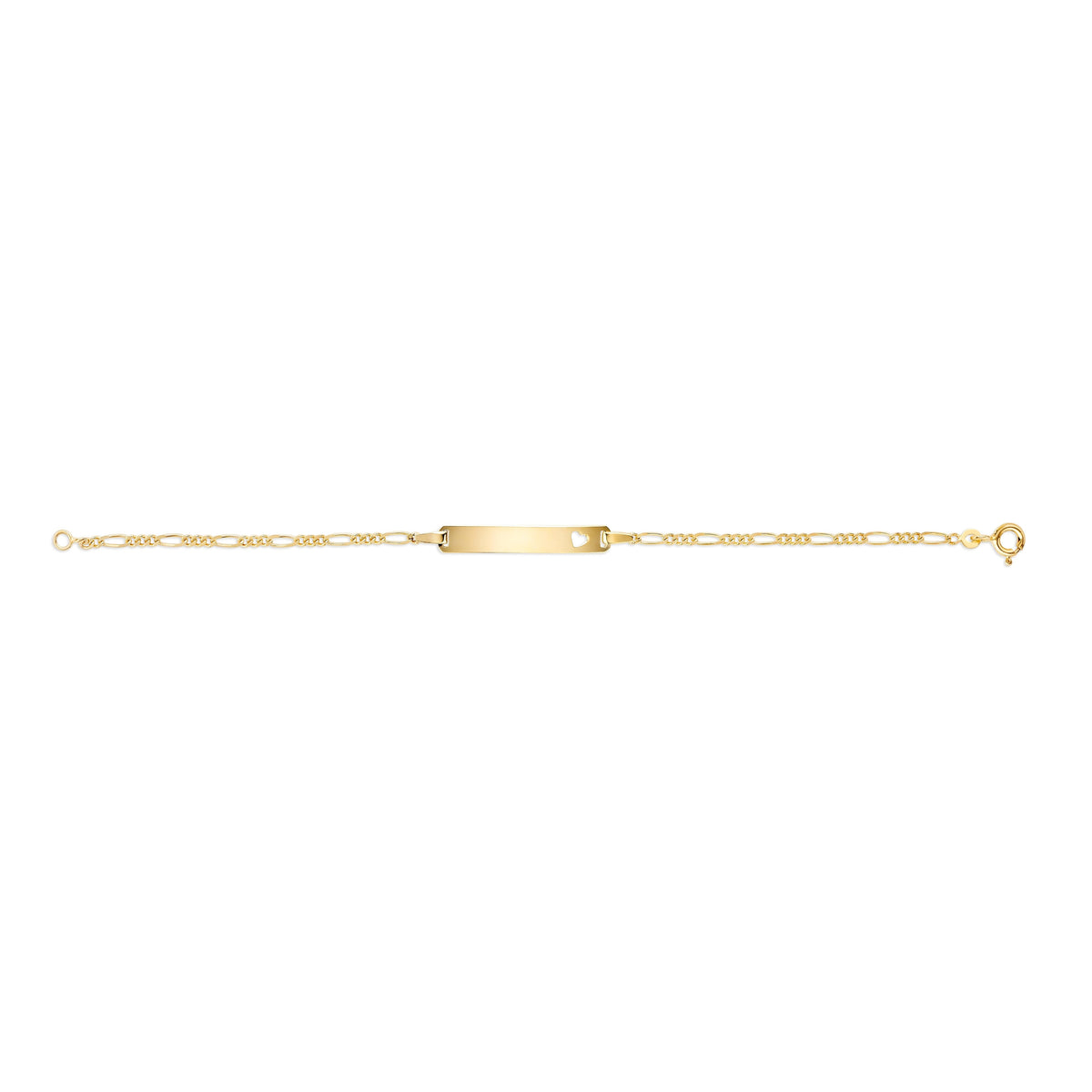 UNICORNJ 14K Yellow Gold Engravable ID Bracelet, Heart Cutout, 5.5 Inches