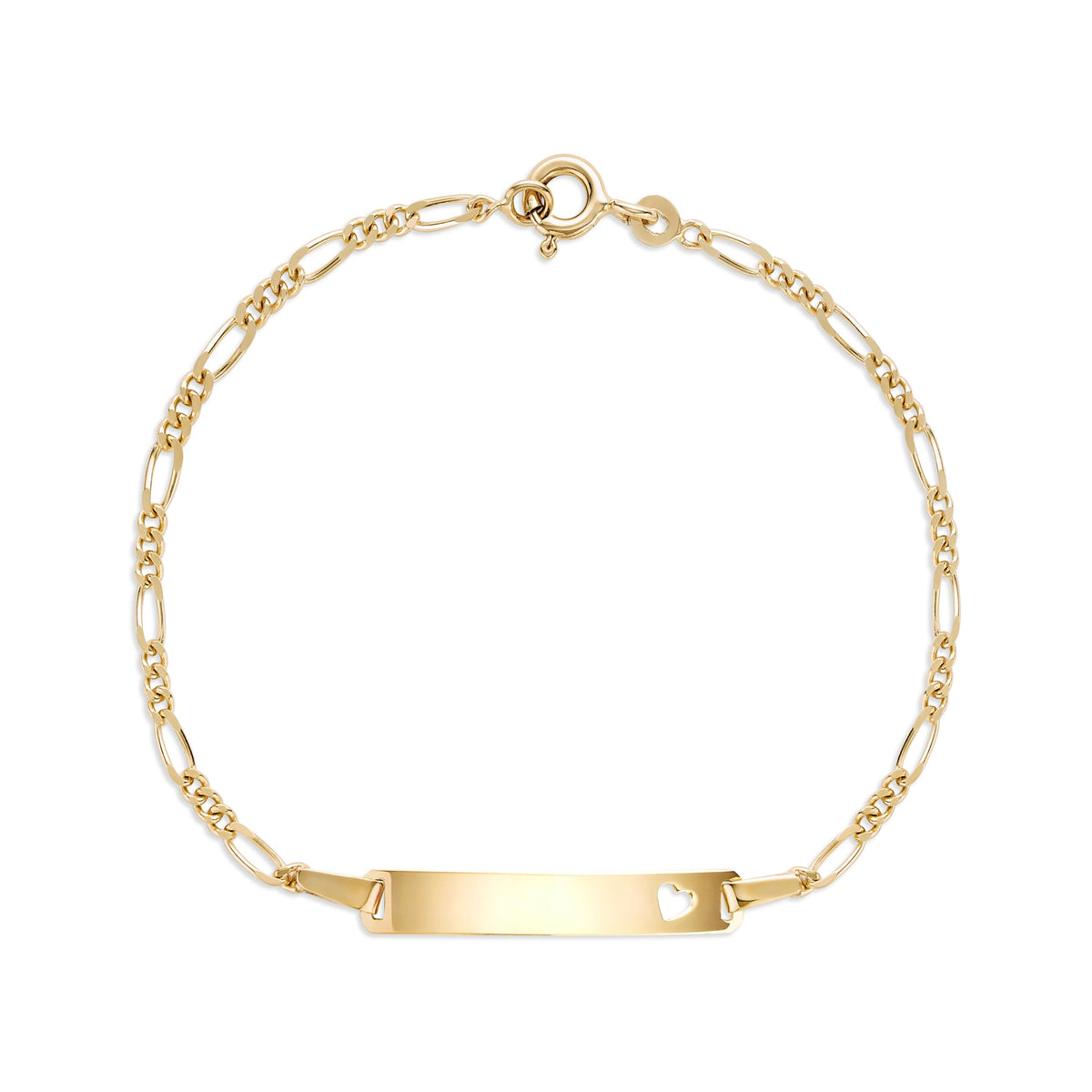 UNICORNJ 14K Yellow Gold Engravable ID Bracelet, Heart Cutout, 5.5 Inches