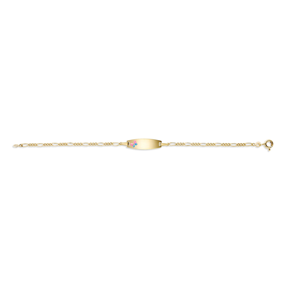 UNICORNJ 14K Yellow Gold Engravable Butterfly ID Bracelet, 5.5 Inches