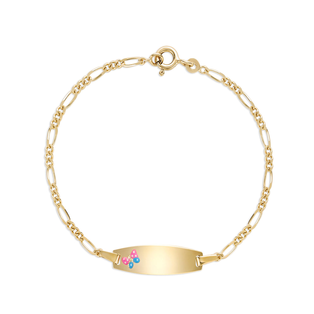 UNICORNJ 14K Yellow Gold Engravable Butterfly ID Bracelet, 5.5 Inches