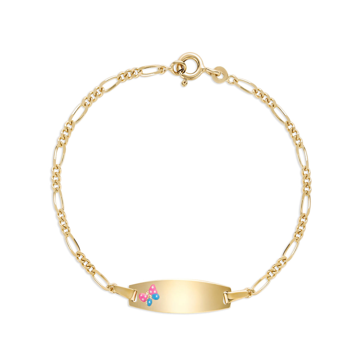 UNICORNJ 14K Yellow Gold Engravable Butterfly ID Bracelet, 5.5 Inches