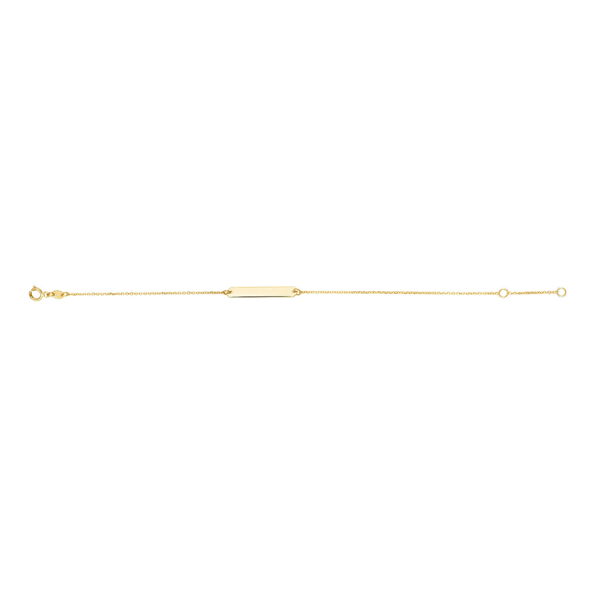 14K Yellow Gold Engravable ID Bracelet on Cable Chain