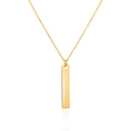 14K Yellow Gold Engravable Vertical Bar Pendant Necklace