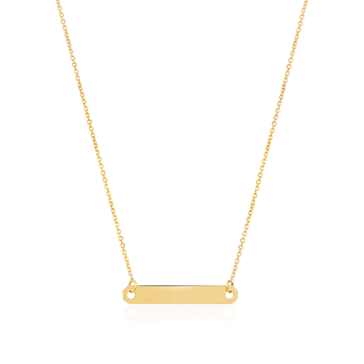 14K Yellow Gold Engravable Horizontal Bar Pendant Necklace