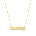 14K Yellow Gold Engravable Horizontal Bar Pendant Necklace