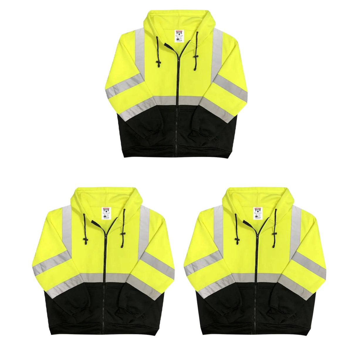 Safety Main 05LWJYB Lightweight Jacket, Class 3, Hi-Vis Yellow with Black Bottom, Pack of 3