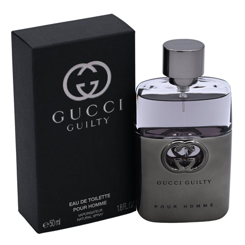 Gucci Guilty Pour Homme Eau de Toilette 1.6 oz bottle beside its black box