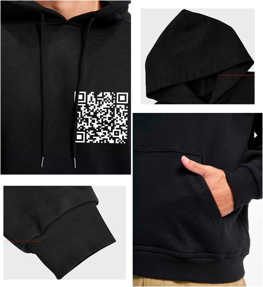 FU QR Code Hoodie Unisex Funny Scan Code Joke Graphic Pullover Hooded Winter Thick Sweatshirt
