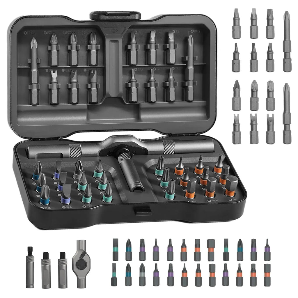 SEESE Ratchet Magetic Screwdriver Set, S2 Steel Precision Screwdriver Set - Removable Self Assembly Screwdriver Kit for Furniture Assembly and Repair - Gift for Diyer