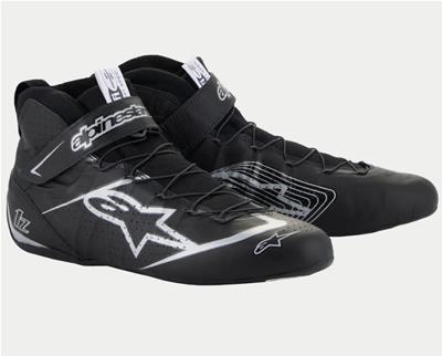 Alpinestars Race Driving Shoes, Tech-1 Z V3, Mid-top, Aramid Liner, Leather Outer, Black/Silver - 27155241199